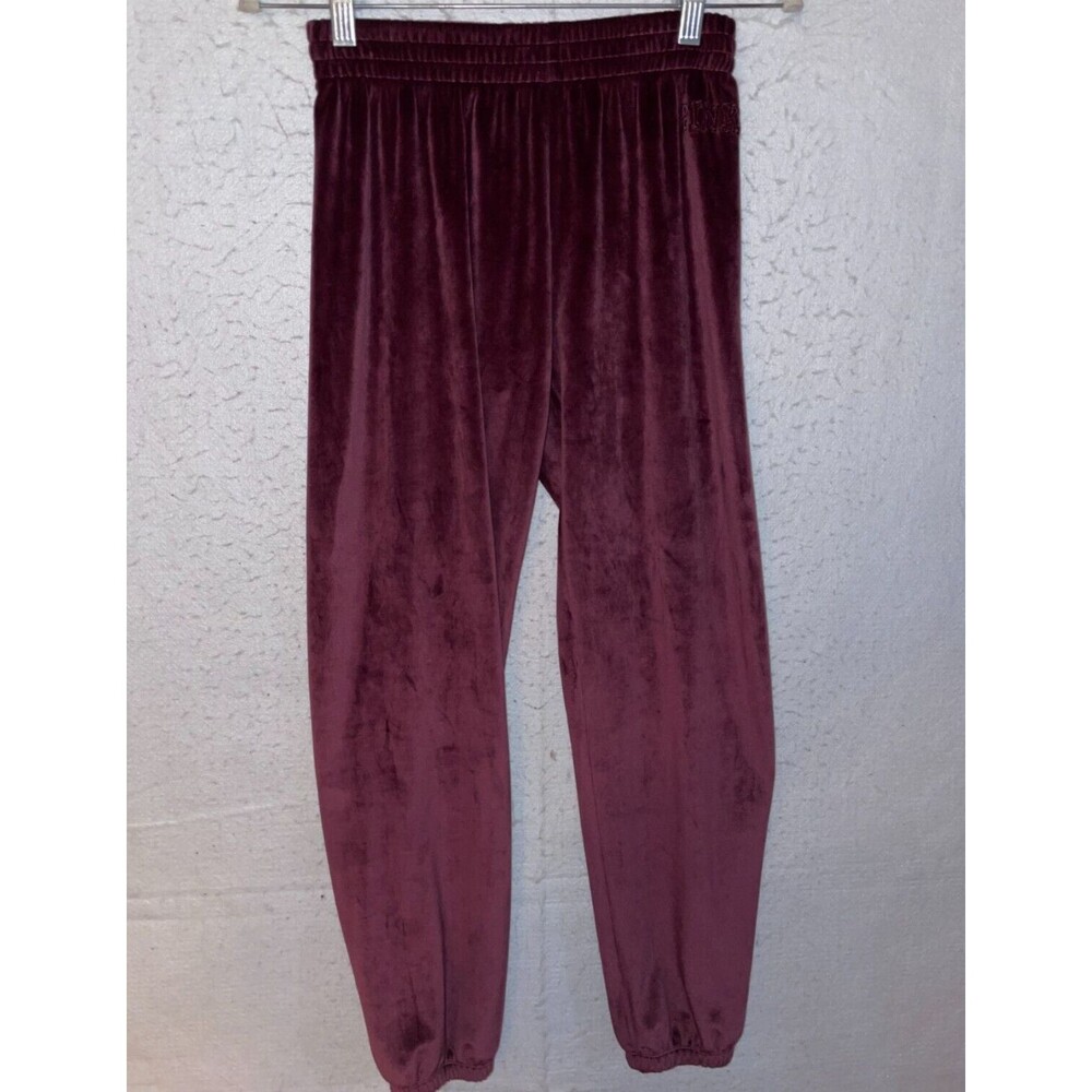 Victoria's Secret PINK Womens XS Velvet Velour Joggers Sweatpants Purple Maroon